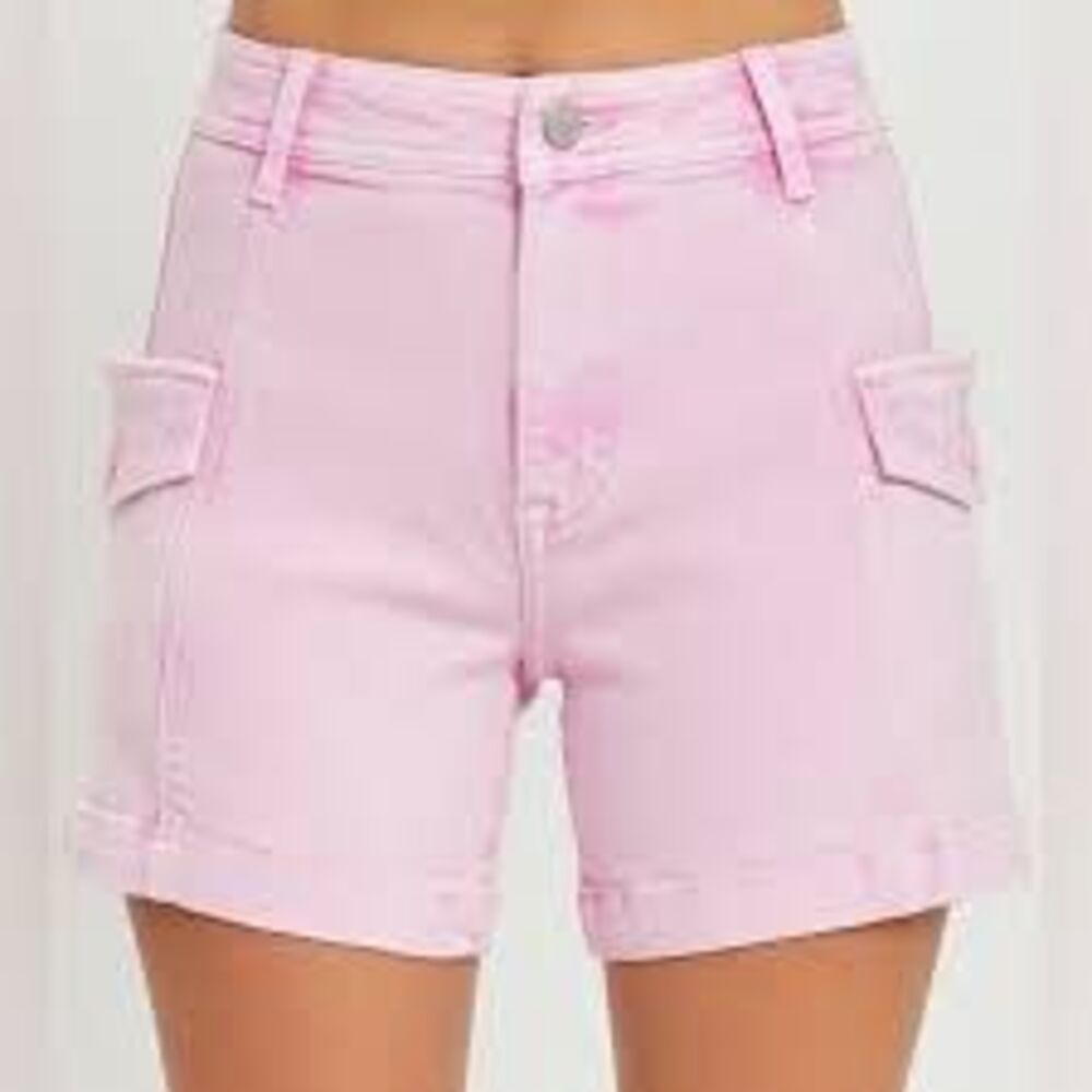 Risen Los Angeles Cargo Pocket Jorts Acid Pink Denim Y2K Streetwear Shorts Sz S